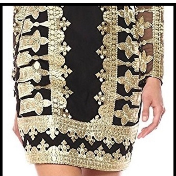 Nicole Miller Black & Gold Brocade Dress Size 6 - Picture 6 of 6